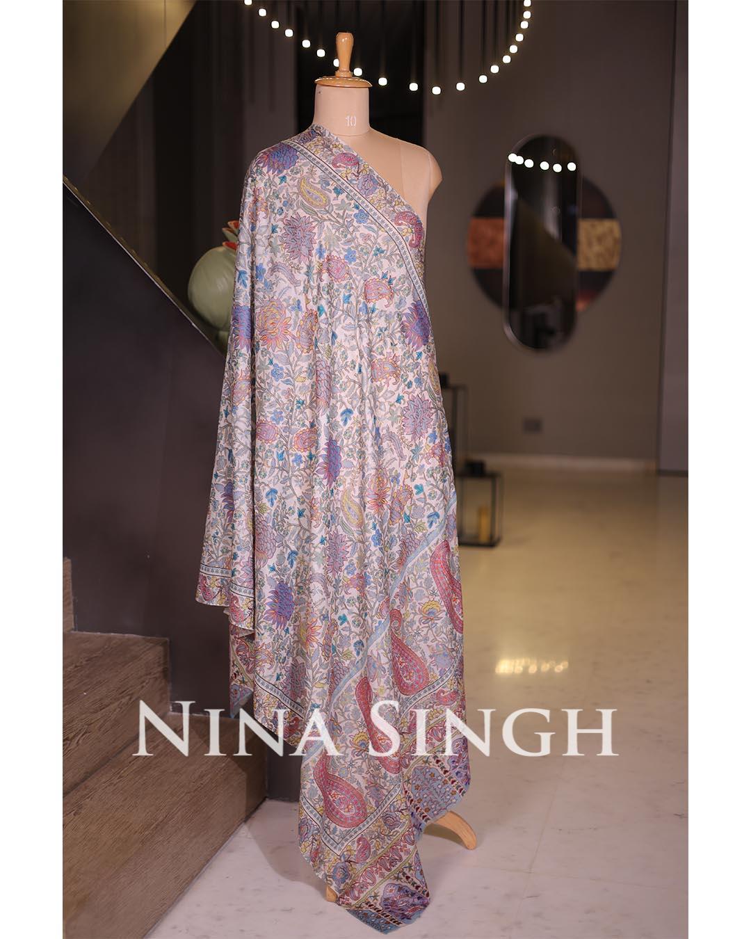 Pashmina Kalamkari Shawl All-Over Embroidery