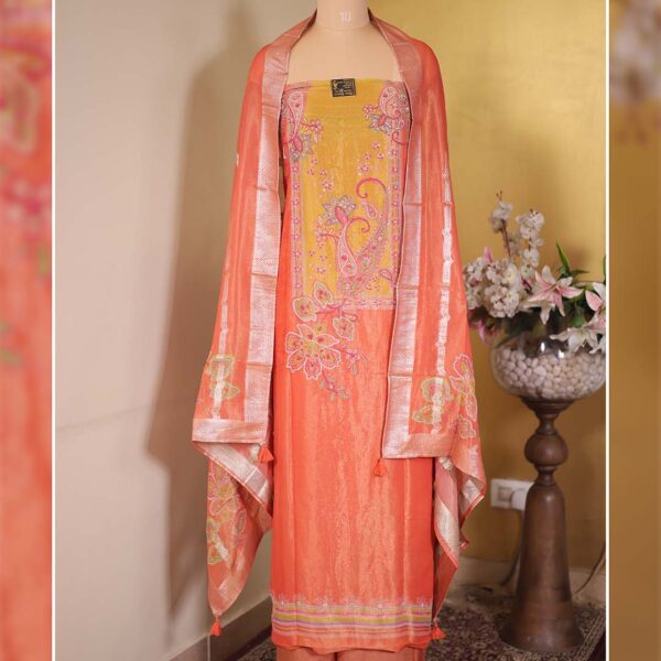 Georgette Tissue Printed Suit with Bead Embroidery
