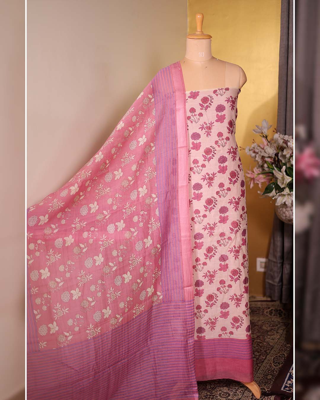 Pure Mal Printed Suit with Printed Dupatta – Pink
