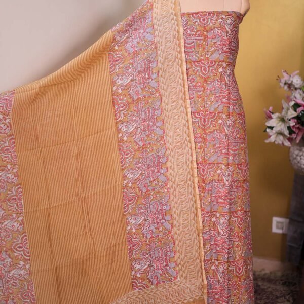 Mustard Pure Mal Suit with Kalamkari Print