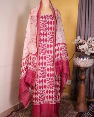 Onion Pink Batik Print Suit with Coordinated Dupatta