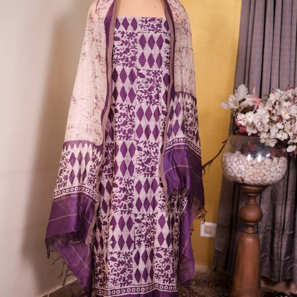 Purple Batik Print Suit with Coordinated Dupatta