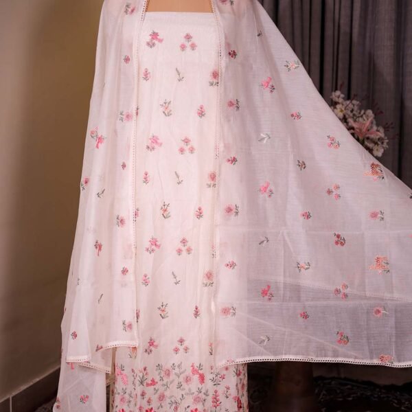 White Pure Mal Suit with Floral & Animal Embroidery